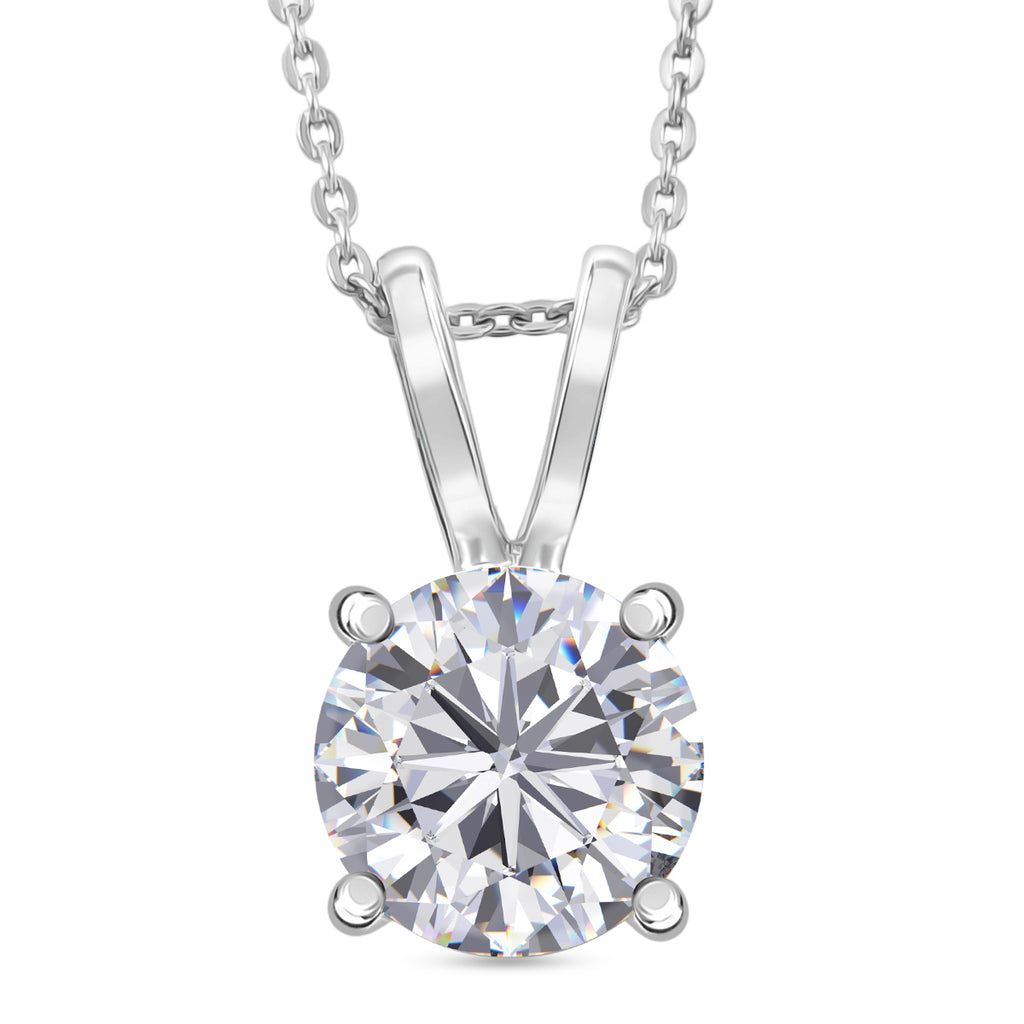 D'Joy Moissanite Heart and Arrow Cut Pendant with Chain (Size 20) in Rhodium Overlay Sterling Silver 2.13 Ct._4458416