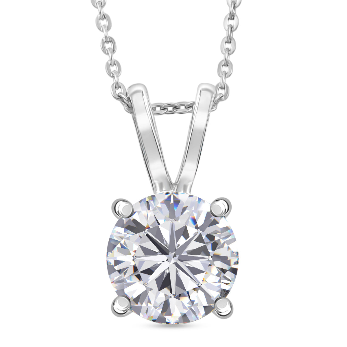 D'Joy Moissanite Heart and Arrow Cut Pendant with Chain (Size 20) in Rhodium Overlay Sterling Silver 2.13 Ct. V32515029 0
