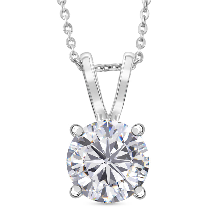 D'Joy Moissanite Heart and Arrow Cut Pendant with Chain (Size 20) in Rhodium Overlay Sterling Silver 2.13 Ct. 4458416 1