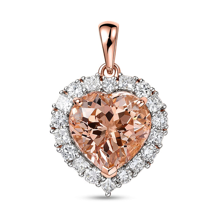 10K Rose Gold, Morganite, Lab Grown Diamond Pendant with Chain (Size 20) 4.76ct Gold Wt. 3.47 Gms 4.760 Ct. 4458476 1