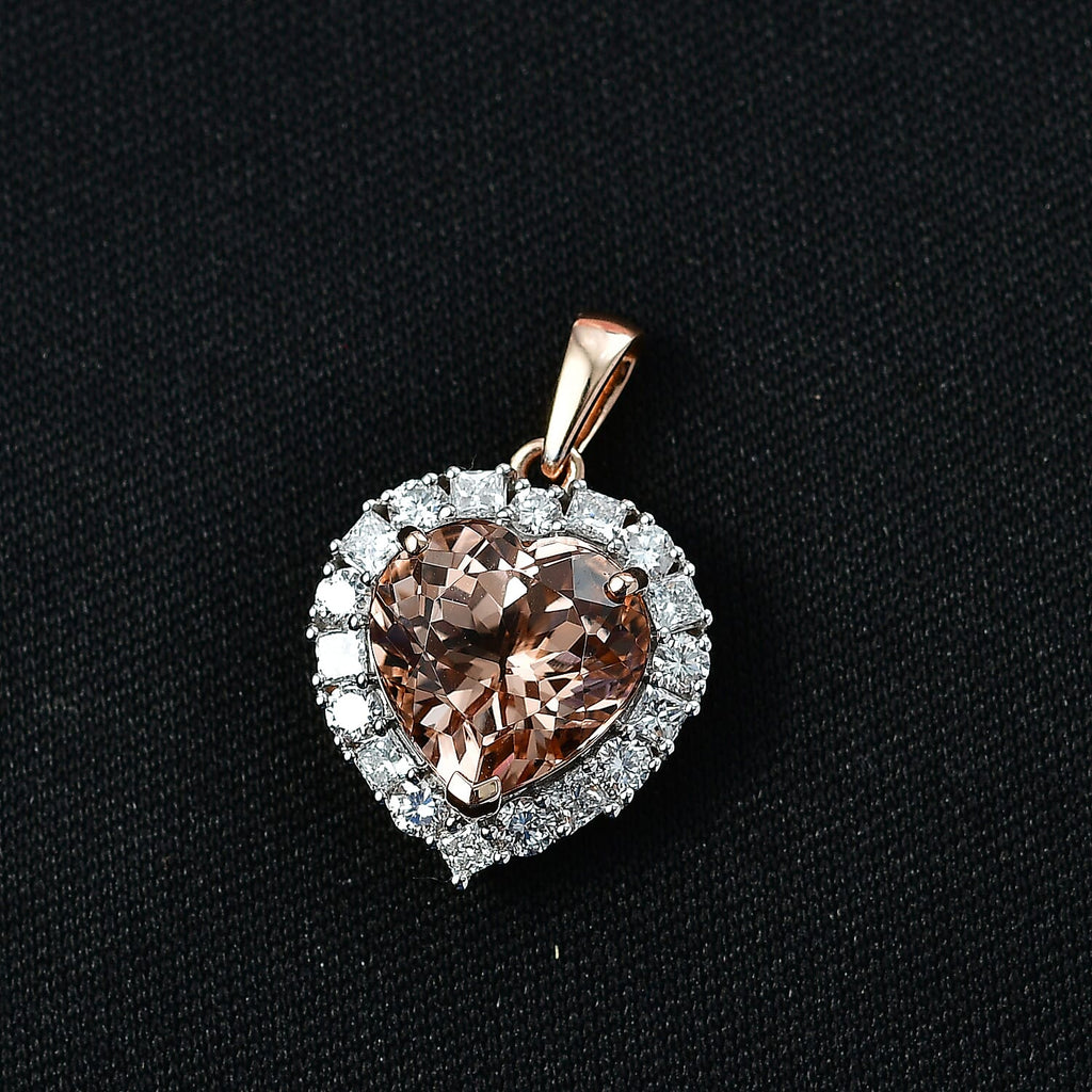 10K Rose Gold,  Morganite,  Lab Grown Diamond Pendant with Chain (Size 20) 4.76ct  Gold Wt. 3.47 Gms  4.760  Ct._4458476_1