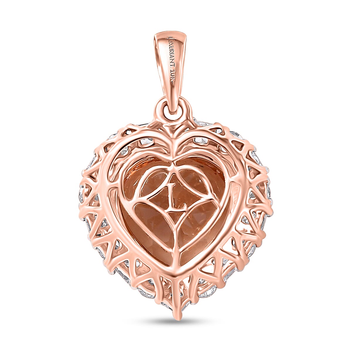 10K Rose Gold, Morganite, Lab Grown Diamond Pendant with Chain (Size 20) 4.76ct Gold Wt. 3.47 Gms 4.760 Ct. 4458476 4
