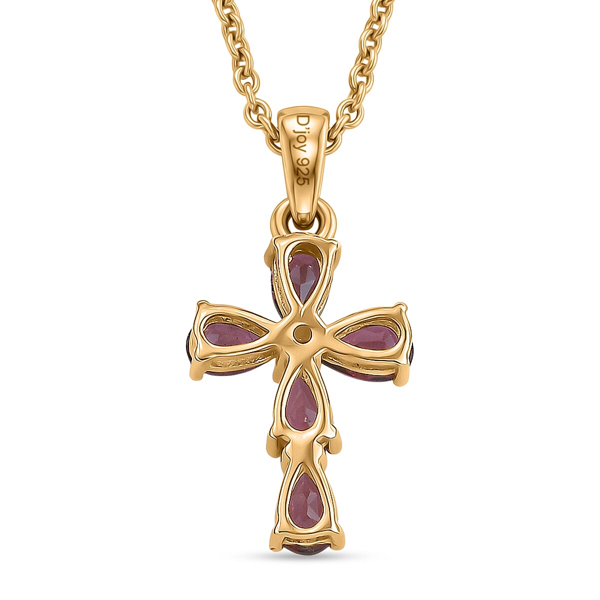 D'Joy Rhodolite Cross Pendant with Chain (Size 20) in Yellow Gold Tone 1.50 Ct. 4458615 5