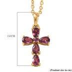 D'Joy Rhodolite Cross Pendant with Chain (Size 20) in Yellow Gold Tone 1.50 Ct._4458615_6
