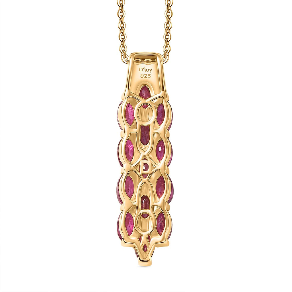 D'Joy - Premium African Ruby Cluster Pendant with Chain (Size 20) in 18K Vermeil Yellow Gold Plated Sterling Silver 4.83 Ct._4458726_4
