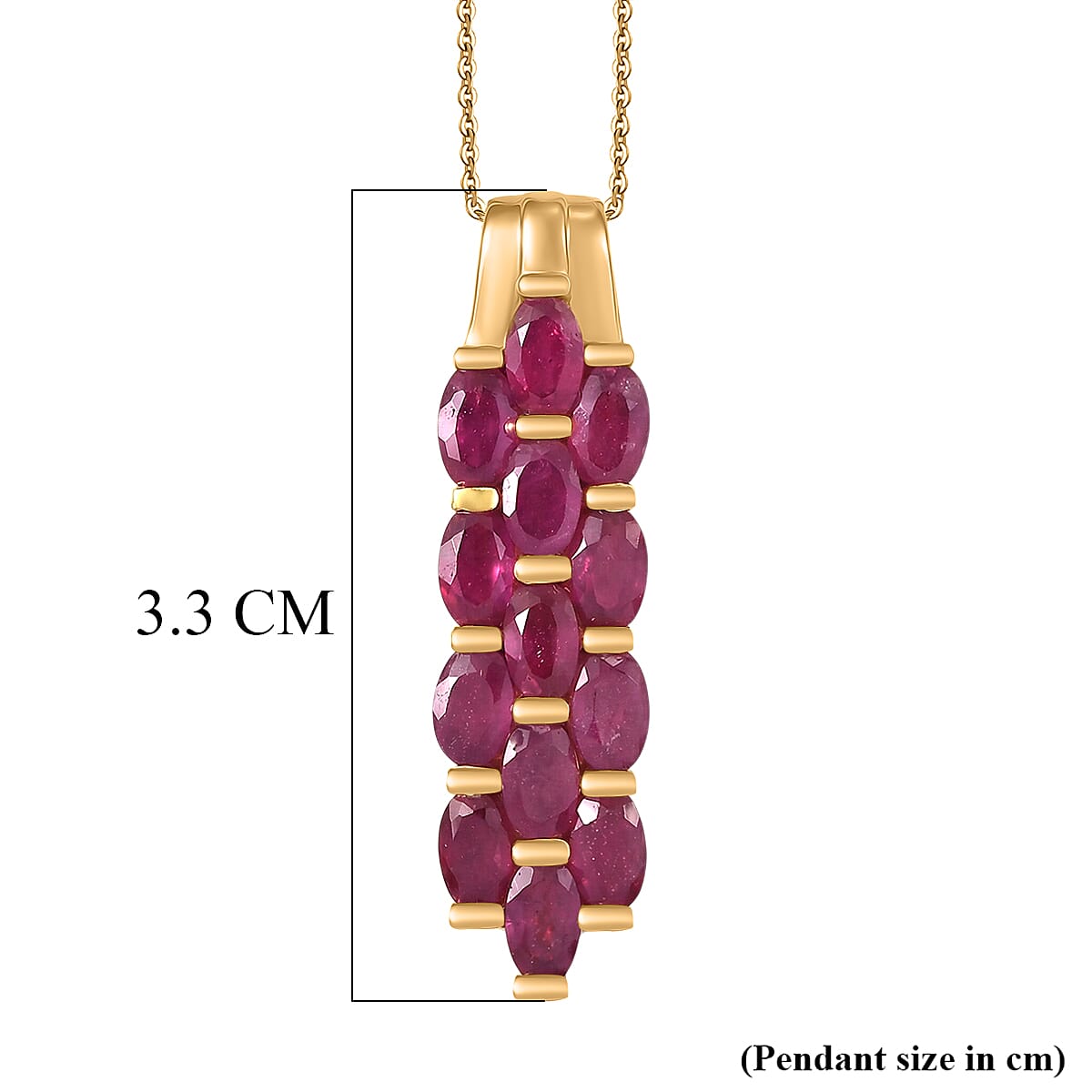 D'Joy - Premium African Ruby Cluster Pendant with Chain (Size 20) in 18K Vermeil Yellow Gold Plated Sterling Silver 4.83 Ct. V32593039 6