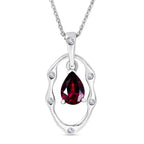 D'Joy Rhodolite Garnet & White Zircon Solitaire Drop Pendant with Chain (Size 20) in Platinum Overlay Sterling Silver 0.95 Ct._4458771