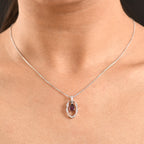 D'Joy Rhodolite Garnet & White Zircon Solitaire Drop Pendant with Chain (Size 20) in Platinum Overlay Sterling Silver 0.95 Ct._4458771_1