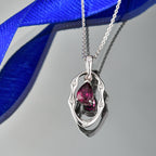 D'Joy Rhodolite Garnet & White Zircon Solitaire Drop Pendant with Chain (Size 20) in Platinum Overlay Sterling Silver 0.95 Ct._4458771_2