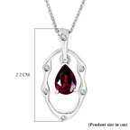 D'Joy Rhodolite Garnet & White Zircon Solitaire Drop Pendant with Chain (Size 20) in Platinum Overlay Sterling Silver 0.95 Ct._4458771_5