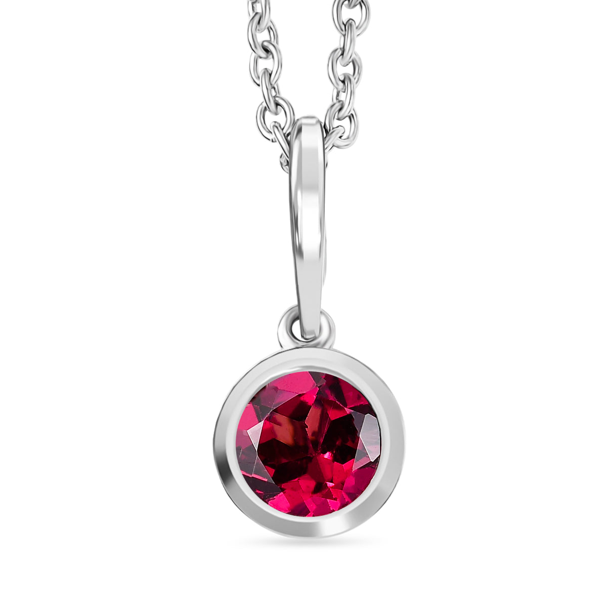 D'Joy Rhodolite Garnet Pendant with Chain (Size 20) in White Tone 1.15 Ct. V32533292 0