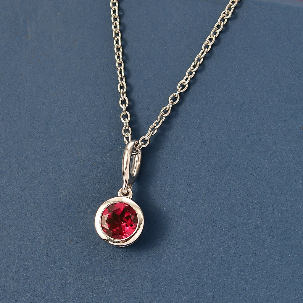 D'Joy Rhodolite Garnet Solitaire Pendant with Chain (Size 20)  1.15 Ct._4459010_2