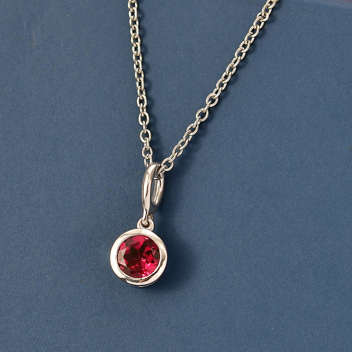 D'Joy Rhodolite Garnet Pendant with Chain (Size 20) in White Tone 1.15 Ct. V32533292 3