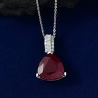 Niassa Ruby,  Moissanite Pendant with Torn Chain 19DC (Size 20) in Rhodium Overlay Sterling Silver 0.25 ct  8.750  Ct._4459011_1