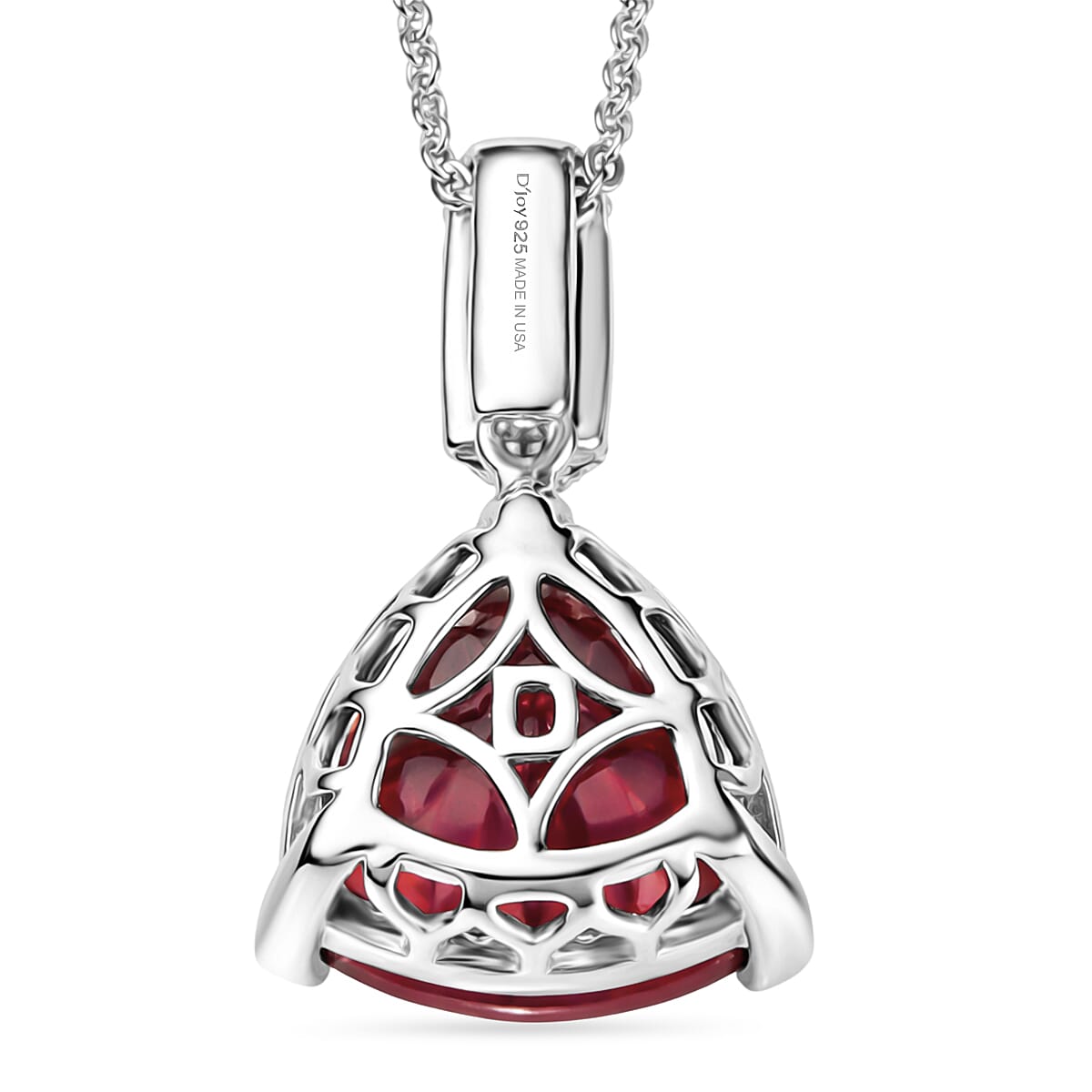 Niassa Ruby,  Moissanite Pendant with Torn Chain 19DC (Size 20) in Rhodium Overlay Sterling Silver 0.25 ct  8.750  Ct. 4459011 4