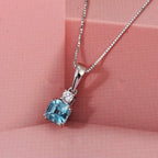Luxuriant - Blue Zircon & Lab Grown Diamond Emerald-Cut Solitaire Pendant with Chain (Size 20) in Rhodium Overlay Sterling Silver 1.50 Ct._4459062_1