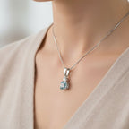 Luxuriant - Blue Zircon & Lab Grown Diamond Emerald-Cut Solitaire Pendant with Chain (Size 20) in Rhodium Overlay Sterling Silver 1.50 Ct._4459062_2