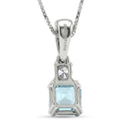 Luxuriant - Blue Zircon & Lab Grown Diamond Emerald-Cut Solitaire Pendant with Chain (Size 20) in Rhodium Overlay Sterling Silver 1.50 Ct._4459062_4