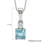 Luxuriant - Blue Zircon & Lab Grown Diamond Emerald-Cut Solitaire Pendant with Chain (Size 20) in Rhodium Overlay Sterling Silver 1.50 Ct._4459062_5
