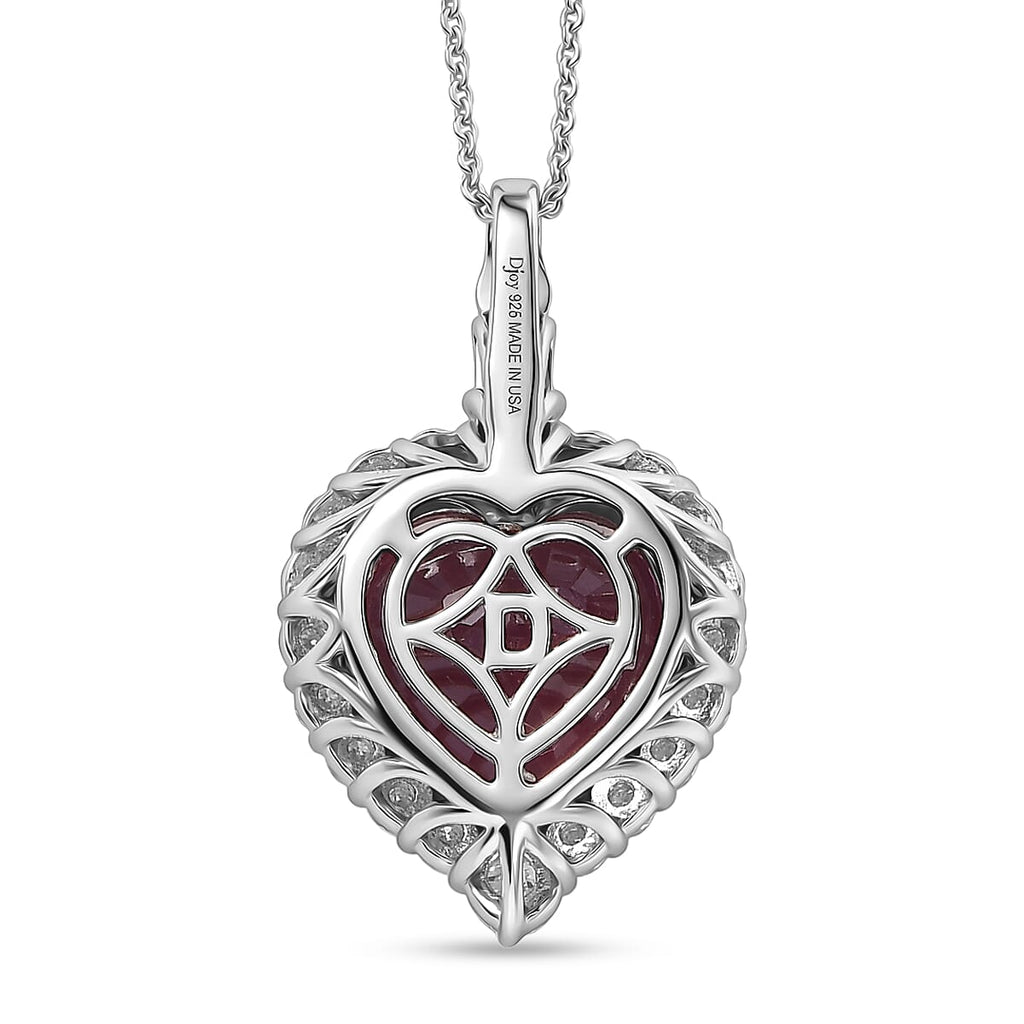 Niassa Ruby,  Moissanite Pendant with Torn Chain 19DC (Size 20) in Rhodium Overlay Sterling Silver 1.02 ct  9.520  Ct._4459218_4