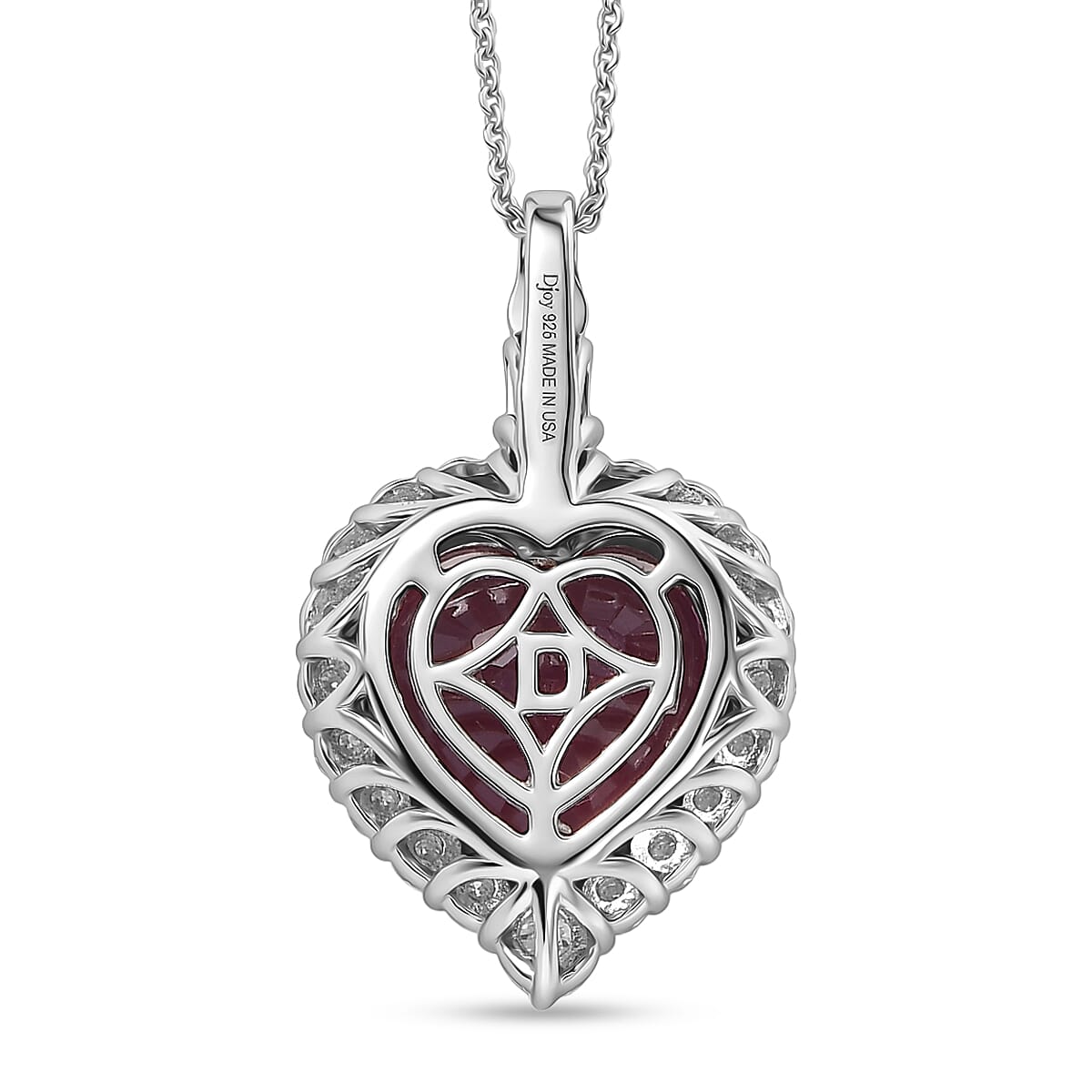 Niassa Ruby,  Moissanite Pendant with Torn Chain 19DC (Size 20) in Rhodium Overlay Sterling Silver 1.02 ct  9.520  Ct. 4459218 4