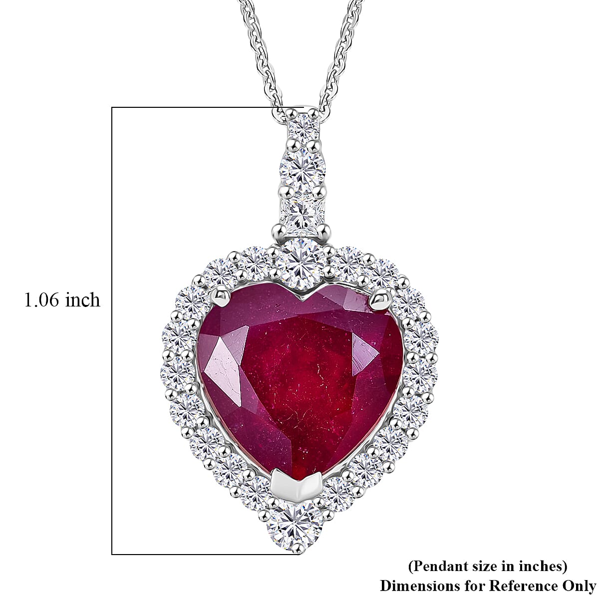 Niassa Ruby,  Moissanite Pendant with Torn Chain 19DC (Size 20) in Rhodium Overlay Sterling Silver 1.02 ct  9.520  Ct. 4459218 6