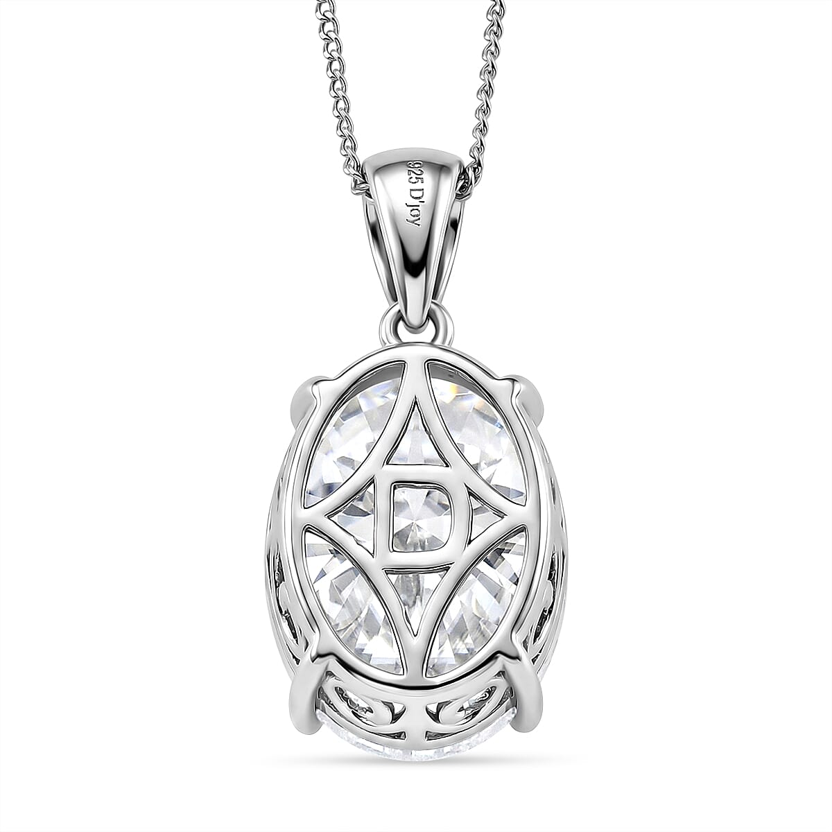 Moissanite Solitaire Pendant with Chain (Size 18) in Rhodium Overlay Sterling Silver 10.00 Ct. V32515818 5