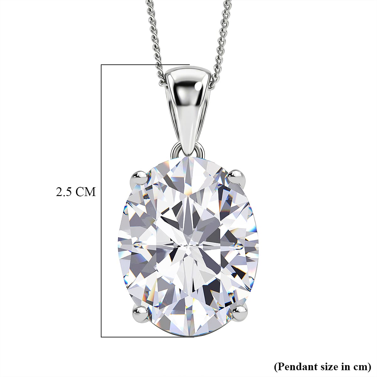 Moissanite Solitaire Pendant with Chain (Size 18) in Rhodium Overlay Sterling Silver 10.00 Ct. V32515818 7