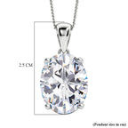Moissanite Solitaire Pendant with Chain (Size 18) in Rhodium Overlay Sterling Silver 10.00 Ct._4459268_6