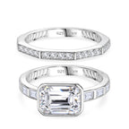 Set of 2 - D'Joy GRA Certified Moissanite D-VVS1 Ring in Rhodium Overlay Sterling Silver 3.20 Ct._4459274