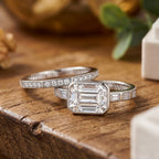 Set of 2 - D'Joy GRA Certified Moissanite D-VVS1 Ring in Rhodium Overlay Sterling Silver 3.20 Ct._4459274_2