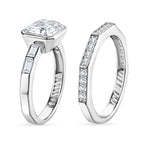 Set of 2 - D'Joy GRA Certified Moissanite D-VVS1 Ring in Rhodium Overlay Sterling Silver 3.20 Ct._4459274_3