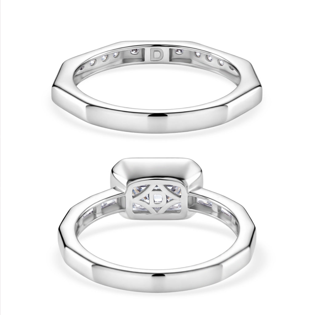 Set of 2 - D'Joy GRA Certified Moissanite D-VVS1 Ring in Rhodium Overlay Sterling Silver 3.20 Ct._4459274_4