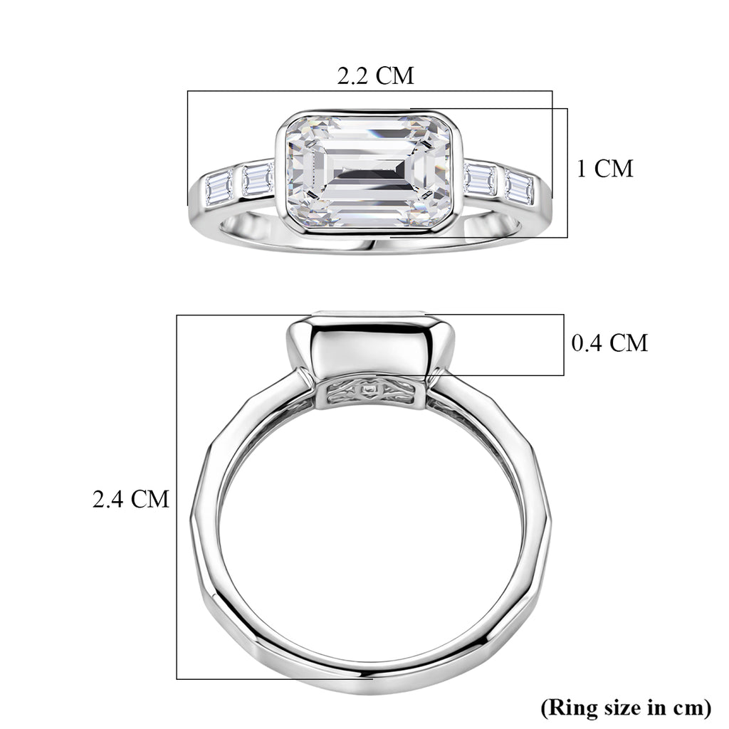 Set of 2 - D'Joy GRA Certified Moissanite D-VVS1 Ring in Rhodium Overlay Sterling Silver 3.20 Ct._4459274_5
