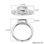 Set of 2 - D'Joy GRA Certified Moissanite D-VVS1 Ring in Rhodium Overlay Sterling Silver 3.20 Ct._4459274_5