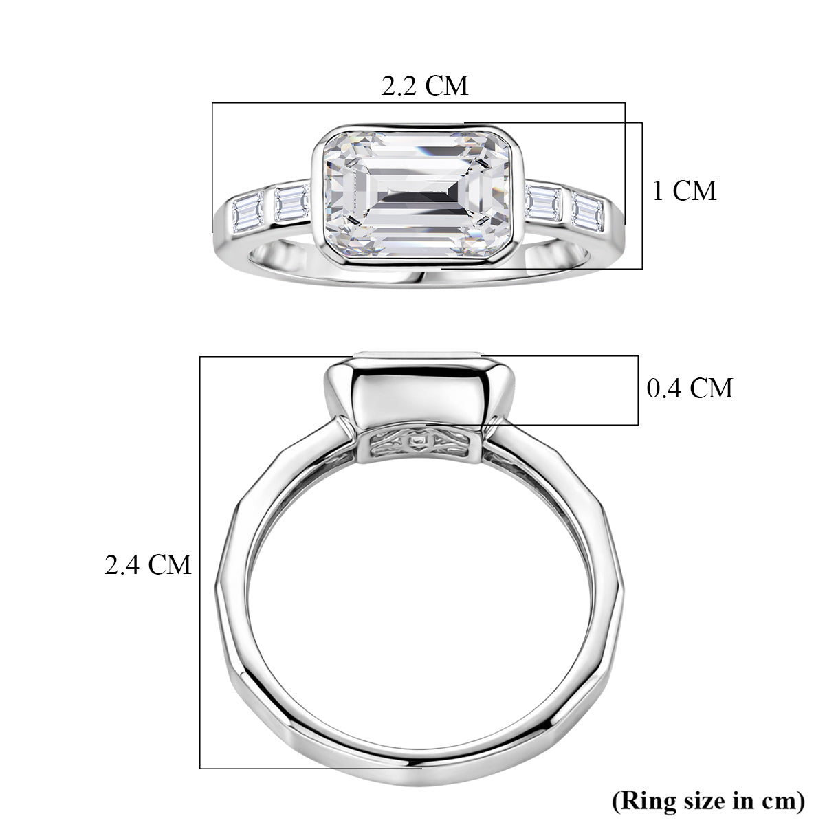 Set of 2 - D'Joy GRA Certified Moissanite D-VVS1 Ring in Rhodium Overlay Sterling Silver 3.20 Ct. 4459274 6