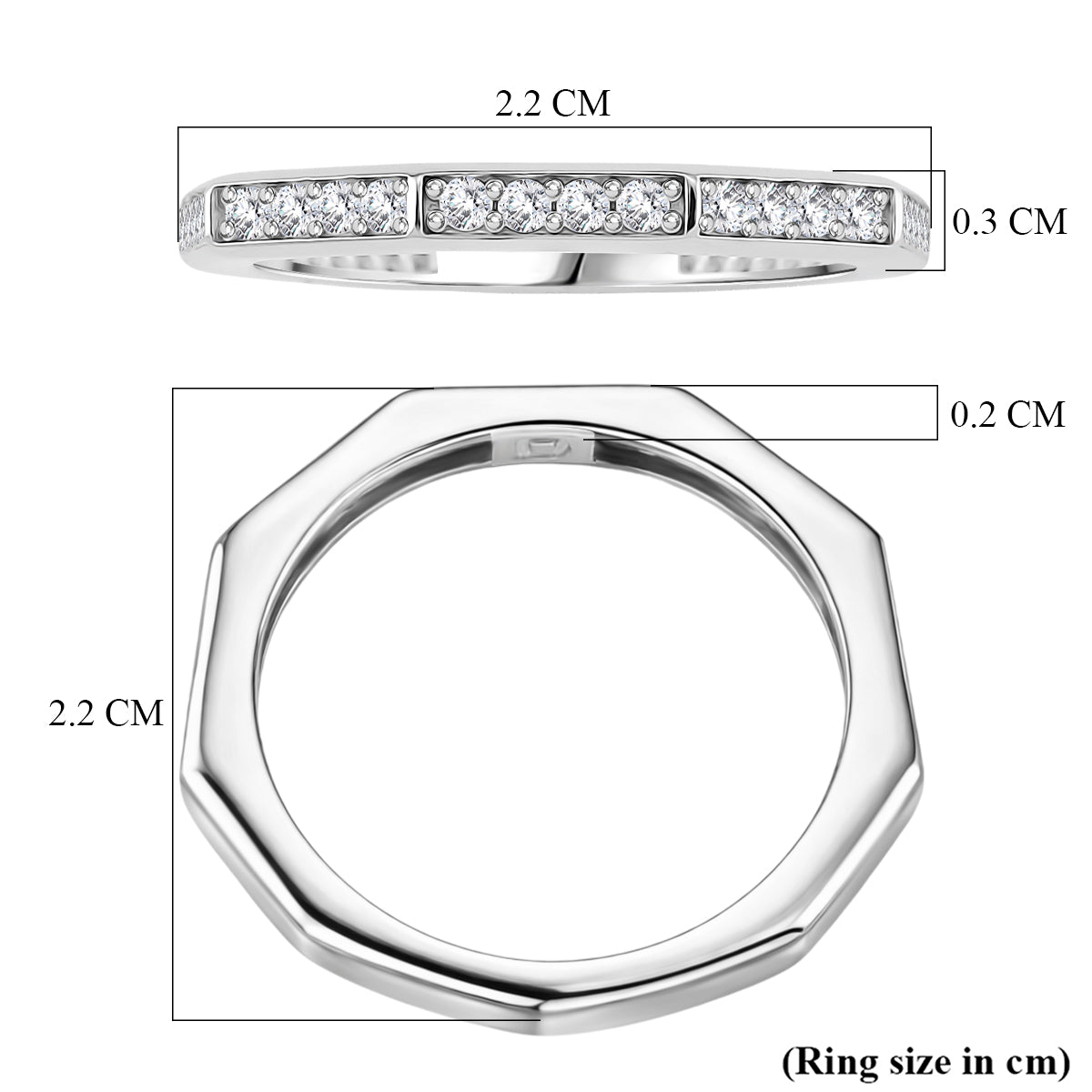 Set of 2 - D'Joy GRA Certified Moissanite D-VVS1 Ring in Rhodium Overlay Sterling Silver 3.20 Ct. 4459274 7