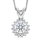 D'Joy - GRA Certified (D-VVS1) Moissanite Double Halo Hearts & Arrows Cut Pendant with Chain (Size 18) in Rhodium Overlay Sterling Silver 1.20 Ct._4459289