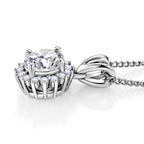 D'Joy - GRA Certified (D-VVS1) Moissanite Double Halo Hearts & Arrows Cut Pendant with Chain (Size 18) in Rhodium Overlay Sterling Silver 1.20 Ct._4459289_3