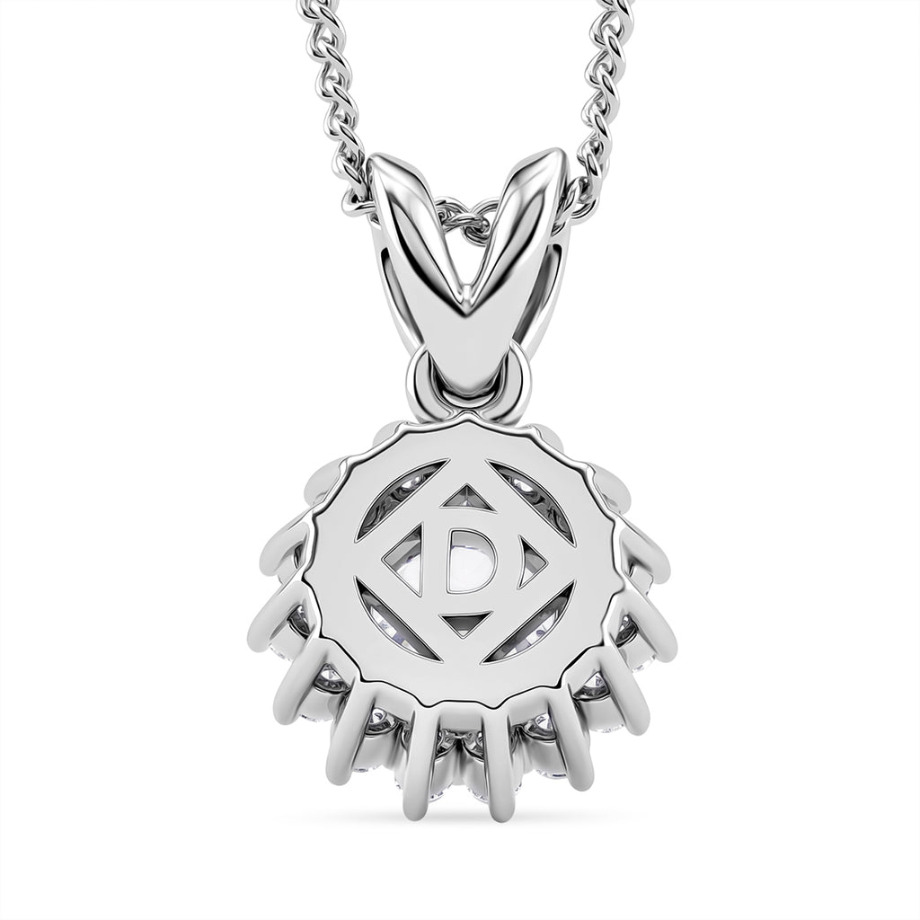 D'Joy - GRA Certified (D-VVS1) Moissanite Double Halo Hearts & Arrows Cut Pendant with Chain (Size 18) in Rhodium Overlay Sterling Silver 1.20 Ct._4459289_4