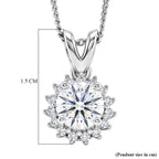 D'Joy - GRA Certified (D-VVS1) Moissanite Double Halo Hearts & Arrows Cut Pendant with Chain (Size 18) in Rhodium Overlay Sterling Silver 1.20 Ct._4459289_6