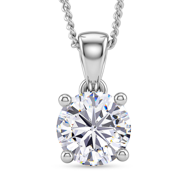 D'Joy Moissanite GRA Certified Solitaire Pendant with Chain (Size 18) in Rhodium Overlay Sterling Silver 1.00 Ct. 4459291 1