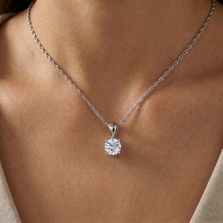 D'Joy Moissanite GRA Certified Solitaire Pendant with Chain (Size 18) in Rhodium Overlay Sterling Silver 1.00 Ct. 4459291 2