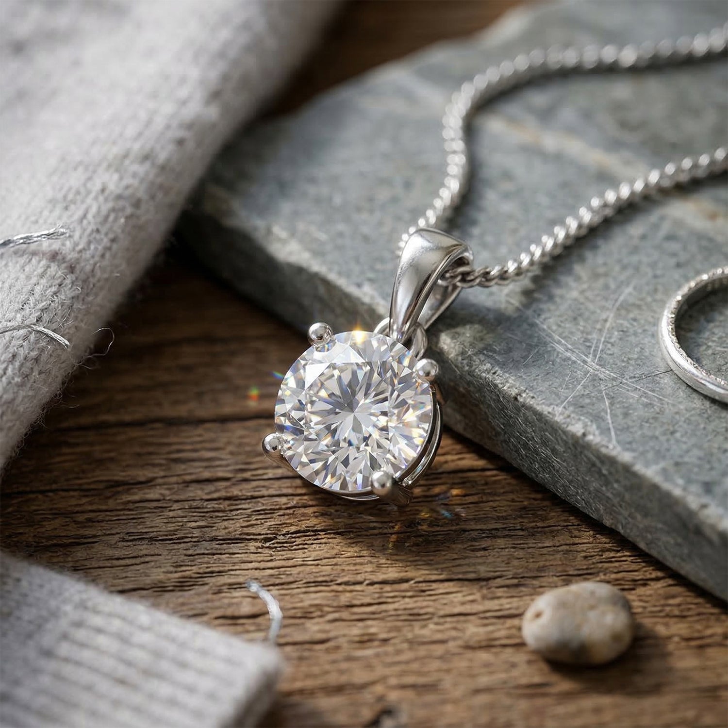 D'Joy Moissanite GRA Certified Solitaire Pendant with Chain (Size 18) in Rhodium Overlay Sterling Silver 1.00 Ct. 4459291 3