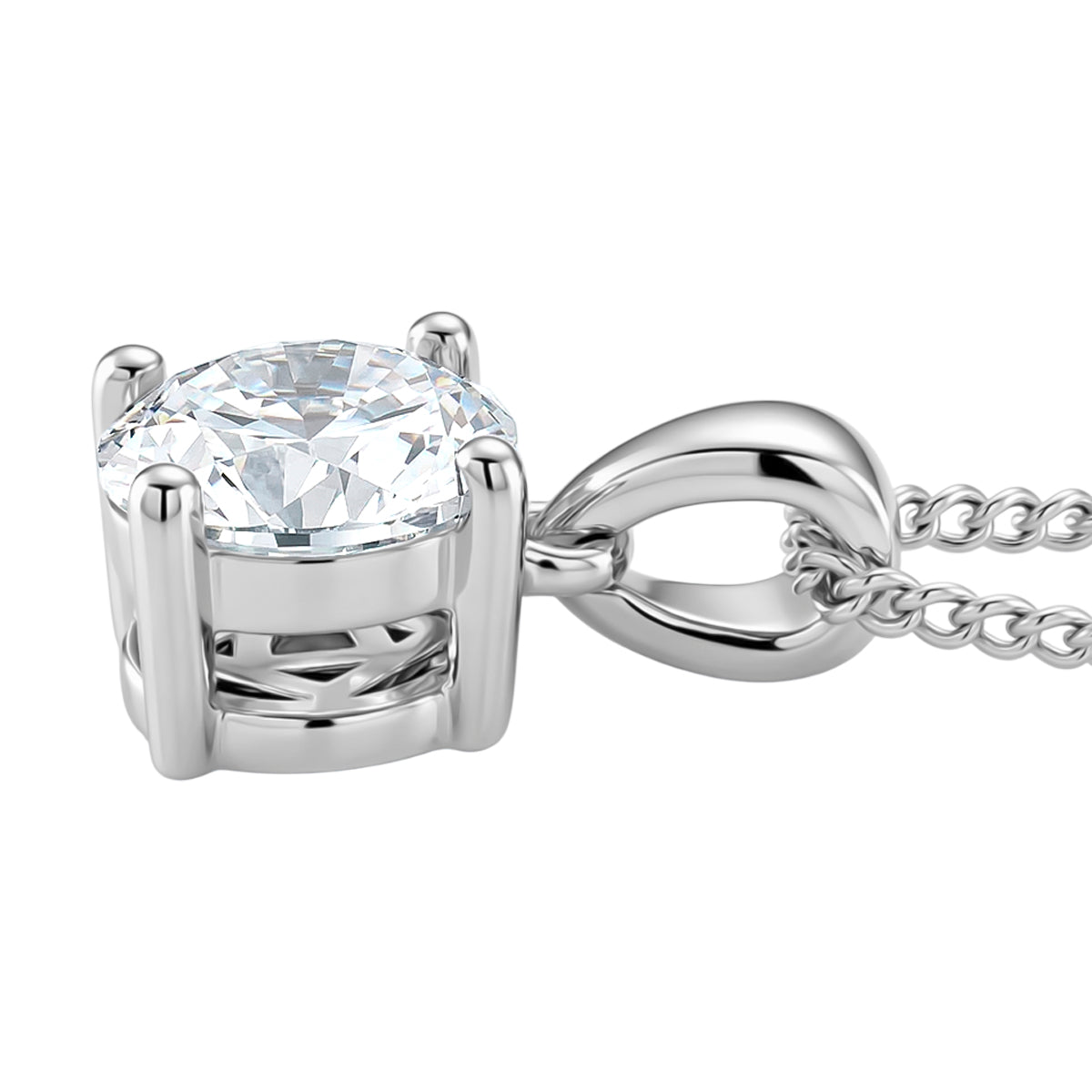 D'Joy Moissanite GRA Certified Solitaire Pendant with Chain (Size 18) in Rhodium Overlay Sterling Silver 1.00 Ct. 4459291 4