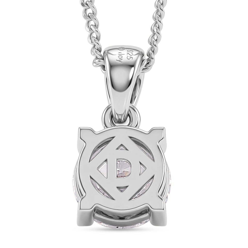 D'Joy Moissanite GRA Certified Solitaire Pendant with Chain (Size 18) in Rhodium Overlay Sterling Silver 1.00 Ct._4459291_4