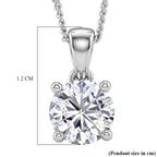 D'Joy Moissanite GRA Certified Solitaire Pendant with Chain (Size 18) in Rhodium Overlay Sterling Silver 1.00 Ct._4459291_6