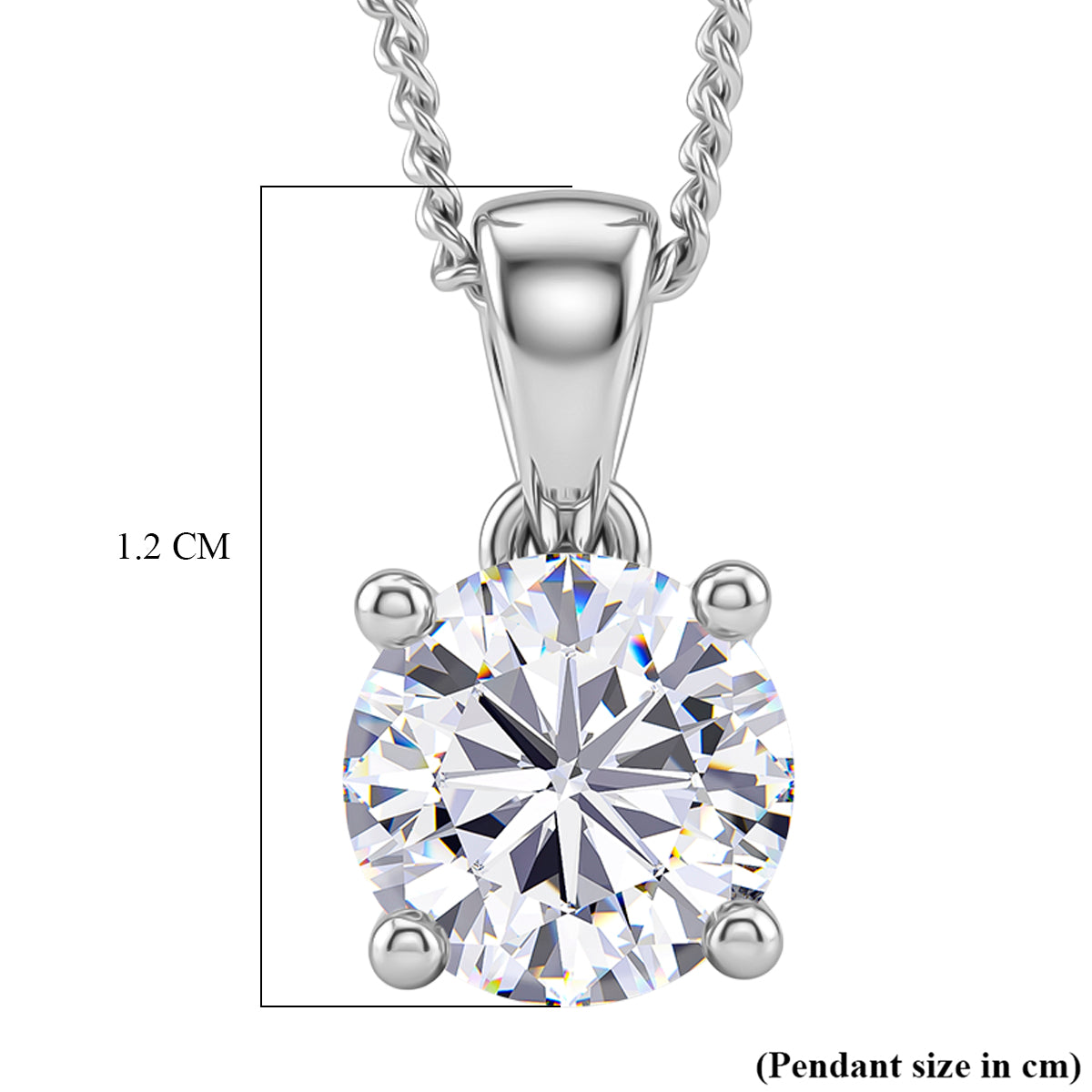 D'Joy Moissanite GRA Certified Solitaire Pendant with Chain (Size 18) in Rhodium Overlay Sterling Silver 1.00 Ct. 4459291 7