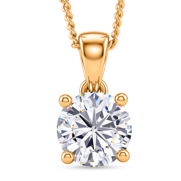 Moissanite Solitaire Pendant with Chain (Size 18) in Yellow Gold Plated Sterling Silver 1.00 Ct. 4459292 1