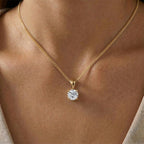 Moissanite Solitaire Pendant with Chain (Size 18) in Yellow Gold Plated Sterling Silver 1.00 Ct._4459292_1